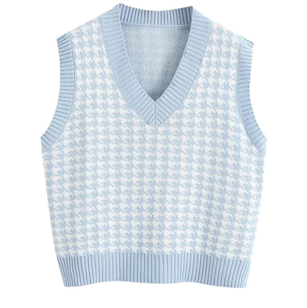 Women Oversized Knitted Vest Sweater Vintage V Neck Size Small